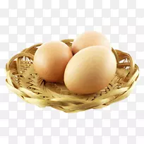 鸡蛋清巴鲁食品-篮子上有三个鸡蛋