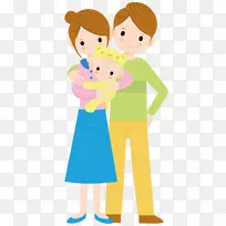 母亲家庭插图-一对抱着孩子的夫妇