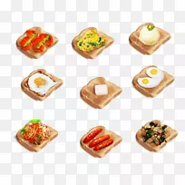 吐司食品Pixiv水彩画插图-早餐