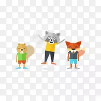 响应网页设计平面设计插图-水獭和狐狸棕熊
