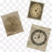 纸邮资邮票剪贴夹艺术-复古邮票贴纸时钟