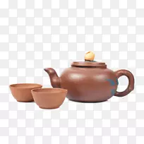 宜兴粘土茶壶陶瓷茶杯-紫砂壶和水杯