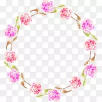 花环玫瑰花环-用玫瑰花环装饰得很漂亮。
