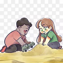 玩沙子的孩子-孩子们玩沙子
