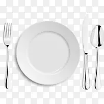 餐饮业餐具-白色，简单的刀叉盘