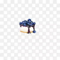 茶壶水彩画蛋糕剪贴画美丽的手绘茶蓝莓蛋糕