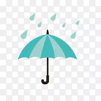 天气预报-卡通蓝色雨伞雨滴