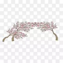 樱花桃花图标手绘桃树