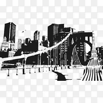 纽约市天际线绘制城市景观手绘城市