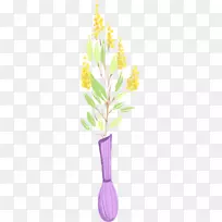 黄紫色花设计.紫色花瓶黄花