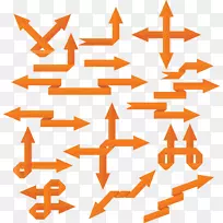 纸箭头图标-16方向的箭头橙色