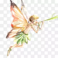 水彩画卡通精灵仙女插图-男孩穿着翅膀