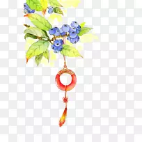 画艺术手绘蓝莓树