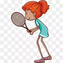 网球运动员绘画插图-体育羽毛球