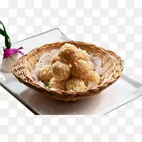 素食菜肴亚洲菜土豆早餐豆腐盐和胡椒土豆球