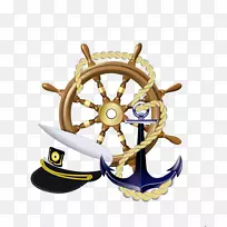 锚定水手船车轮标志舵和锚帽