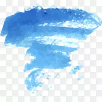 水彩画水墨画手绘蓝色龙卷风涂鸦