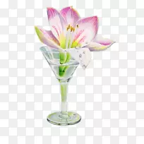 花卉设计花瓶花瓣-粉红色的鸡尾酒杯
