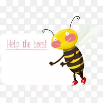 蜜蜂卡通插图.装饰蜜蜂