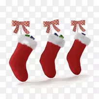 圣诞老人圣诞长袜袜子卡通红色圣诞袜蝴蝶结