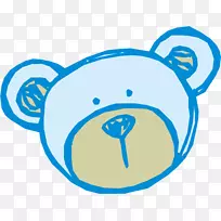 熊卡通动画剪辑艺术-蓝色卡通熊线艺术无花果。