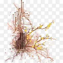 摄影插图.复古彩绘李子