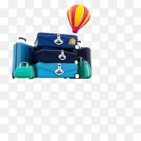 手提箱，行李夹，艺术.蓝色手提箱实物产品