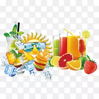 果汁水果红饮-无拉夏季饮料装饰图案