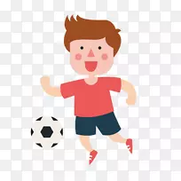 儿童运动插画-这个男孩踢足球