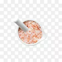 喜马拉雅山Khewra盐矿-喜马拉雅盐-白瓷碗中的厚盐