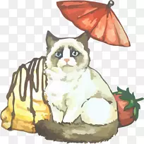 小胡子猫家养短毛猫和甜点