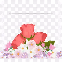 花模板插图-手工制作的玫瑰小雏菊装饰字母边框
