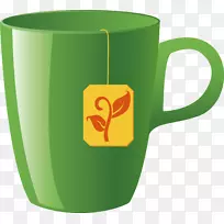 绿茶咖啡杯-绿茶杯茶元素