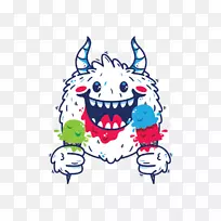 画怪物插图-吃冰淇淋怪物