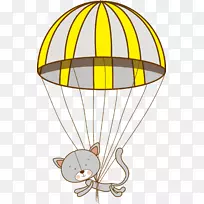 动画插图-小猫降落伞