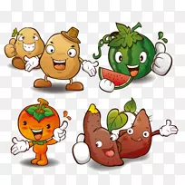 甘薯水果摄影剪贴画.四种水果蔬菜载体