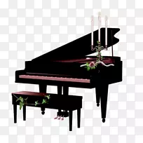 钢琴乐器.卡通黑色钢琴