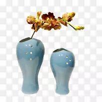 花瓶花束室内设计服务设计师-别致蓝色花瓶
