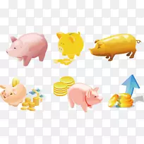 家猪储蓄罐-金融和货币卡通猪载体