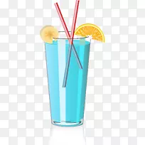 蓝色夏威夷鸡尾酒果汁海风不含酒精的酒杯饮料载体材料