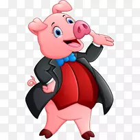 国内养猪业-免摄影剪贴画-粉红卡通小猪