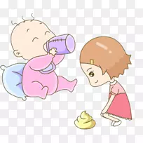 婴儿奶瓶吃-卡通宝宝吃奶瓶，妈妈整理