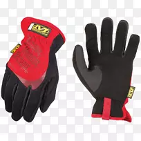 机械师戴手套红色高能见度服装.红色手套