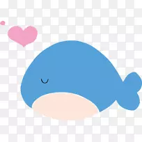 蓝色插图-卡通蓝色海豚