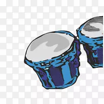 乐器行进乐队Bongo鼓插图.蓝色手绘鼓