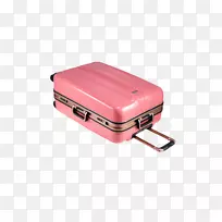 行李箱行李旅行-翻转的粉红色行李箱