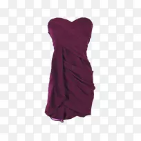 鸡尾酒裙肩洋红色-紫色T恤裙