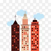 城市卡通插图的建筑-城市​​建筑