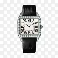 卡地亚·桑托斯观看精彩动作-黑色钻石卡地亚手表机械手表男桌