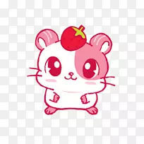 猫可爱卡通插画-草莓头顶小猫